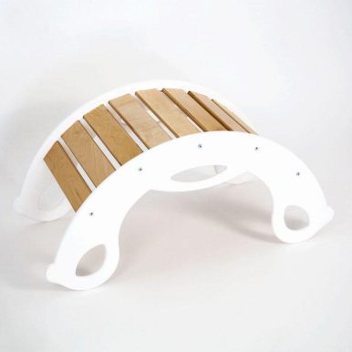 Ξύλινη κούνια SwingMe Montessori – Λευκή / Φυσικό ξύλο